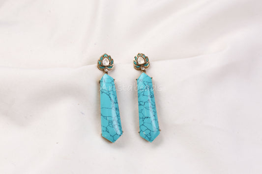 Purva Semiprecious Jadau Doublet Earrings - Turquoise (101-78)
