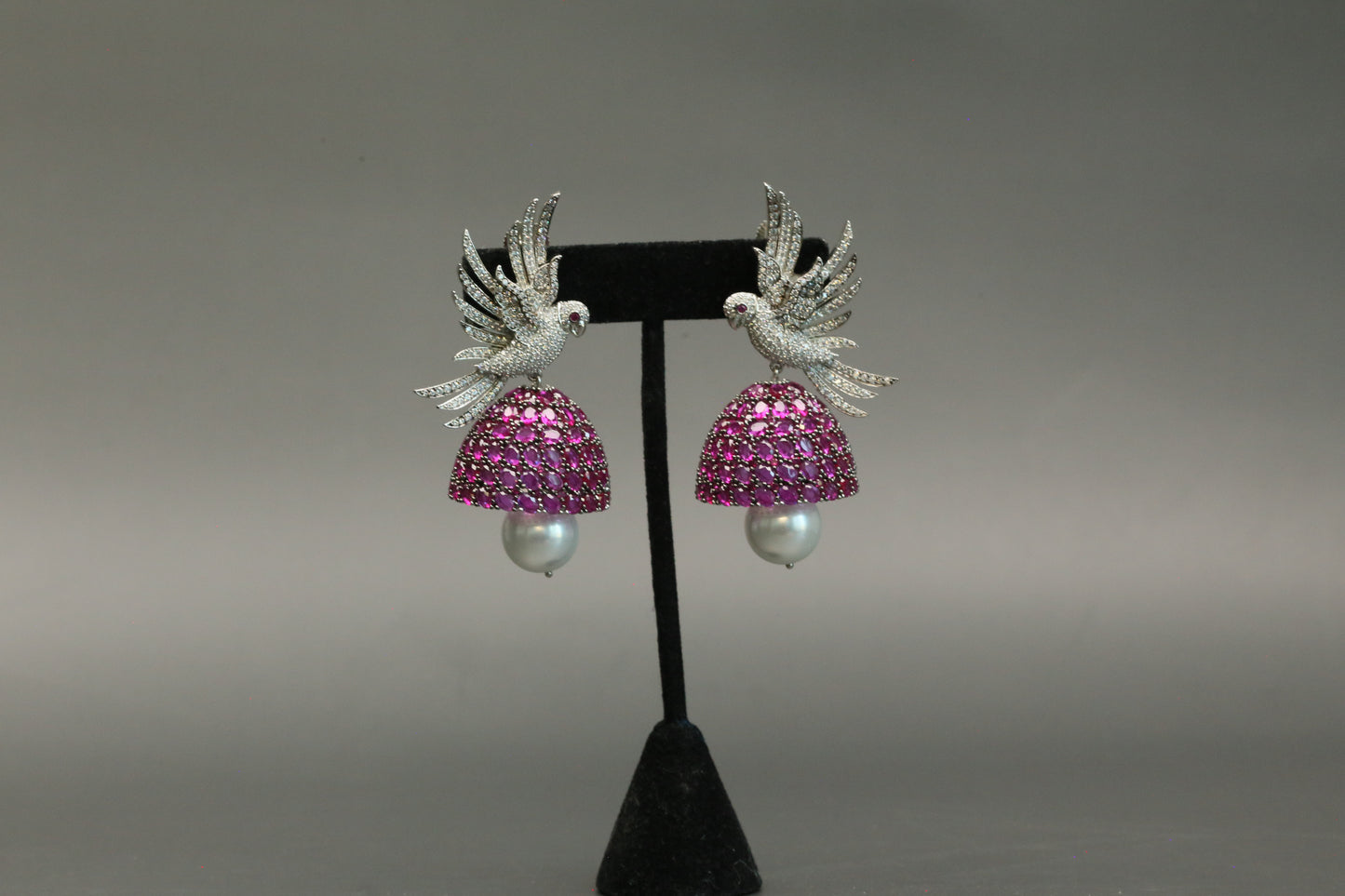 Priya Premium CZ Jhumka - Ruby