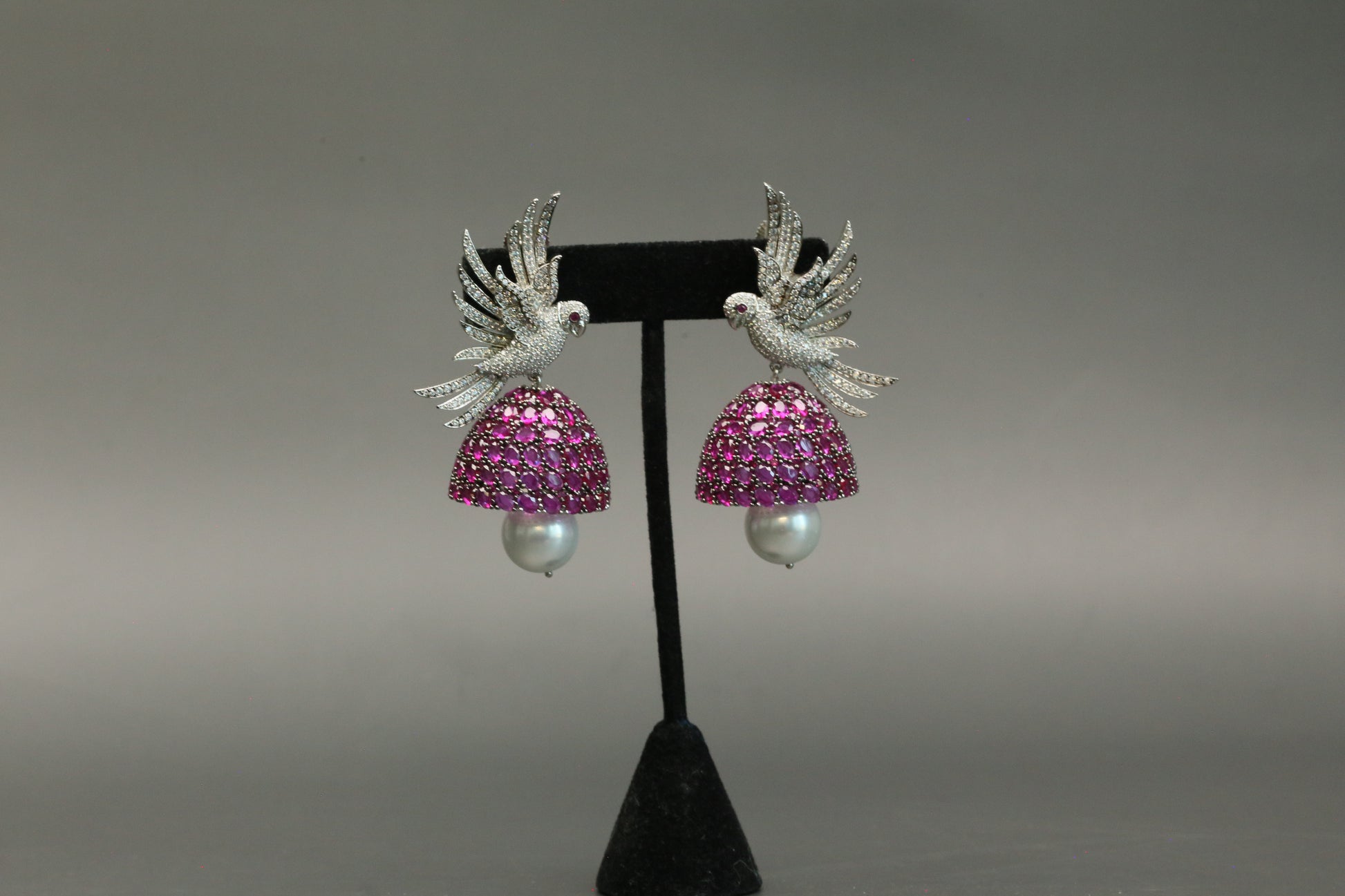 Priya Premium CZ Jhumka - Ruby