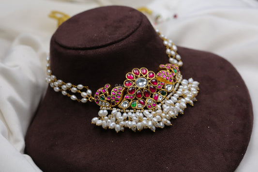 Kinjal Jadau Real Pearl Choker Necklace