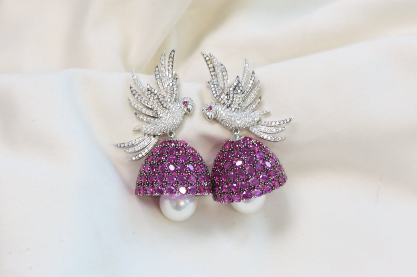 Priya Premium CZ Jhumka - Ruby