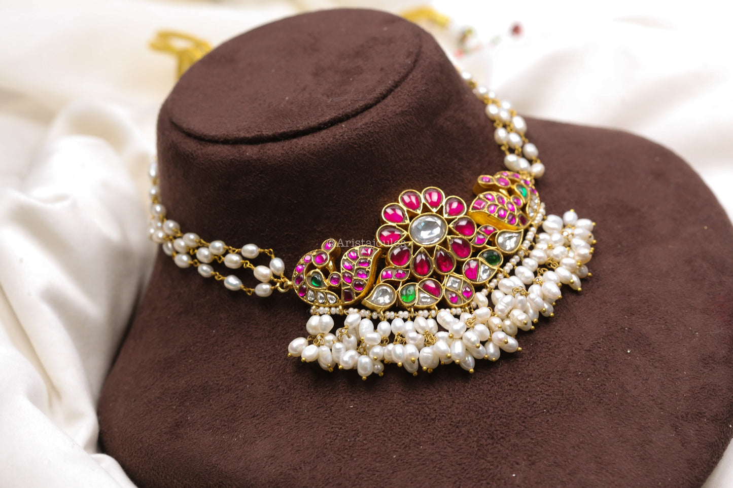 Kinjal Jadau Real Pearl Choker Necklace