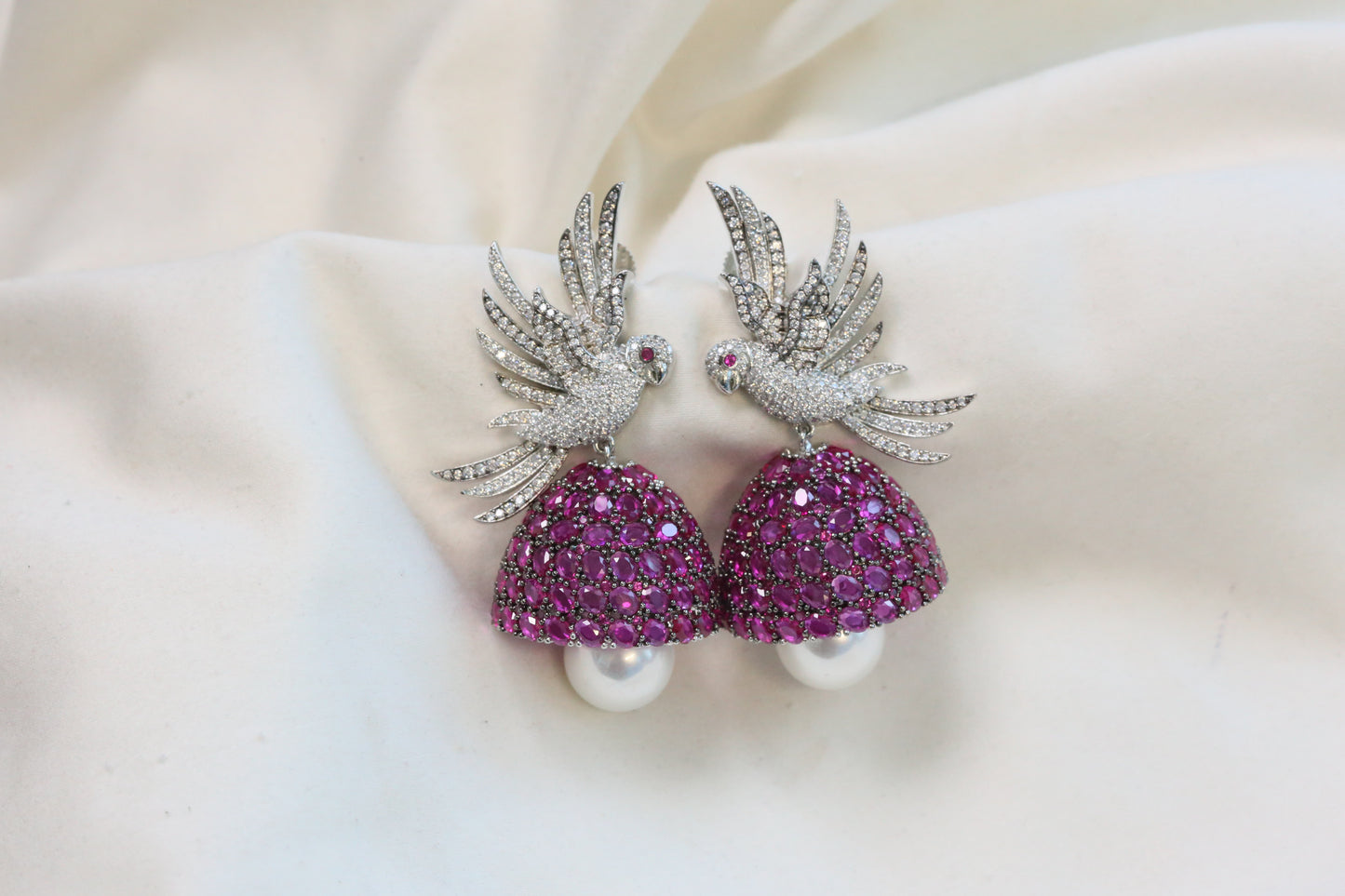 Priya Premium CZ Jhumka - Ruby