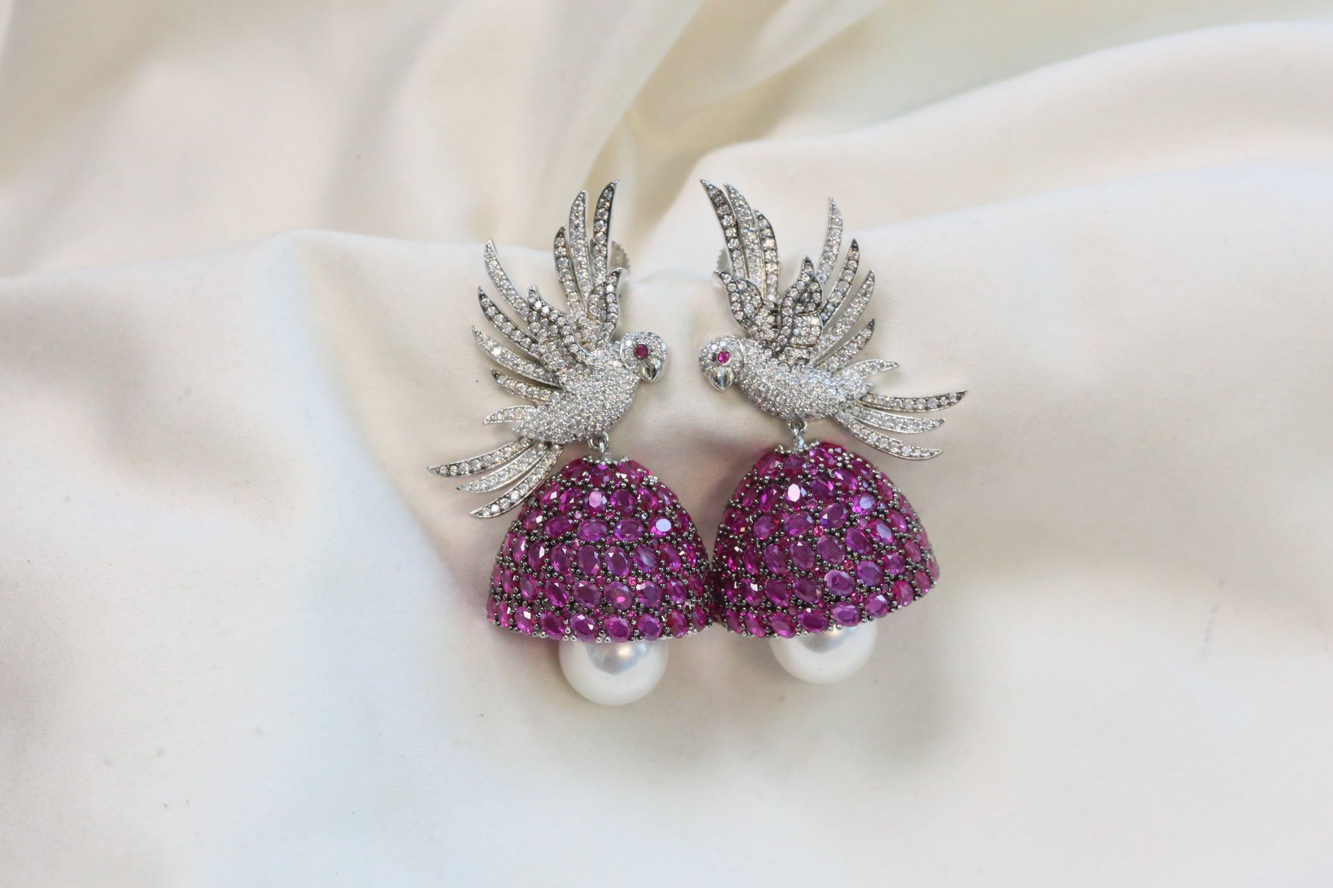 Priya Premium CZ Jhumka - Ruby
