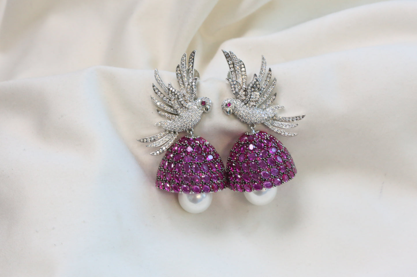 Priya Premium CZ Jhumka - Ruby