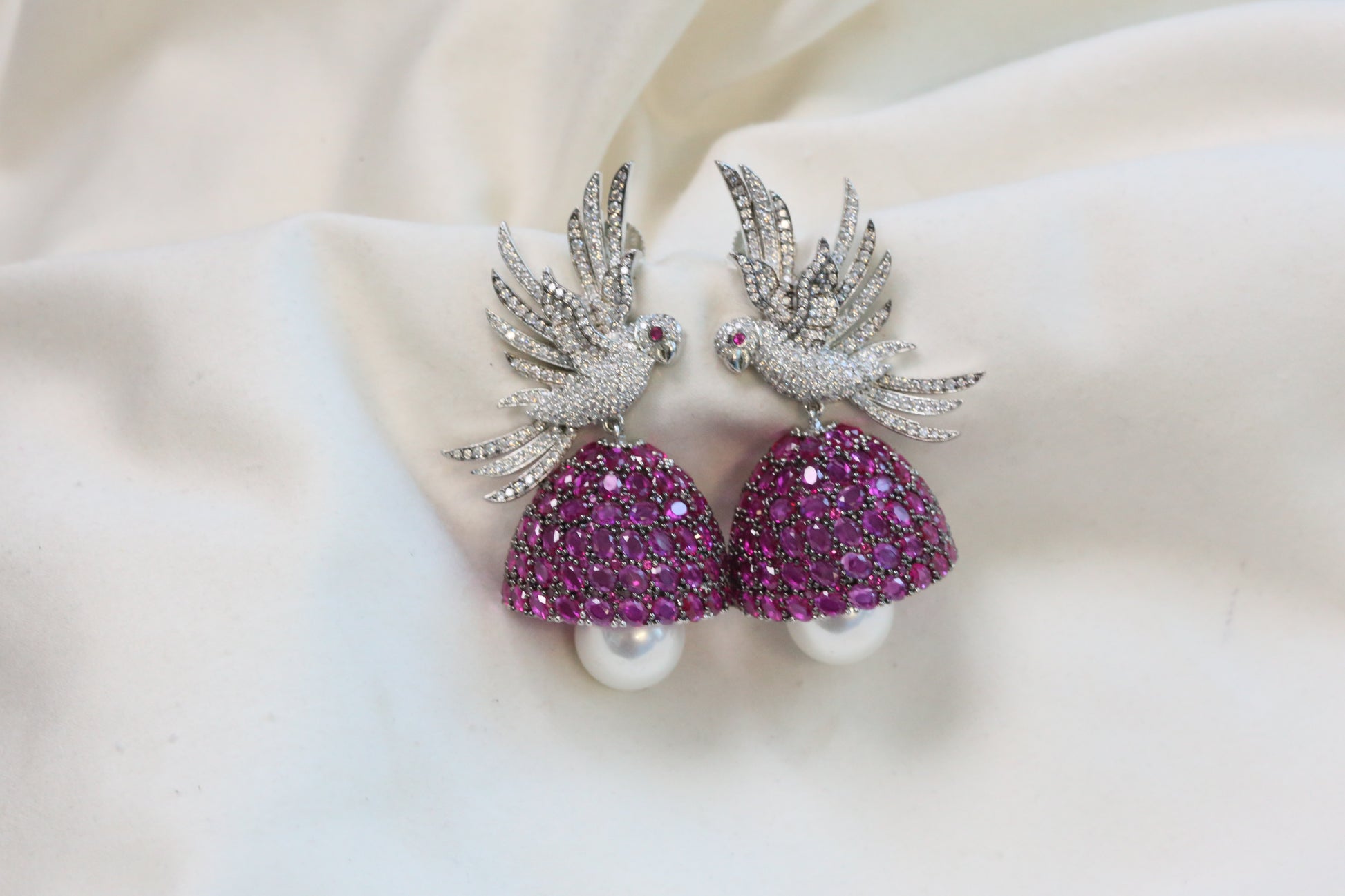 Priya Premium CZ Jhumka - Ruby