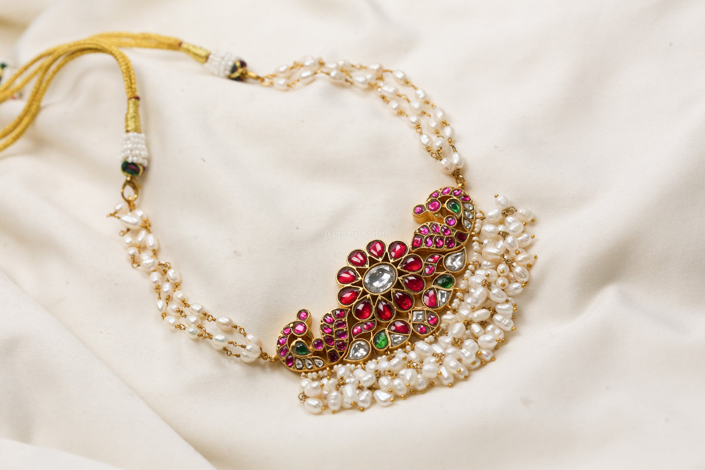 Kinjal Jadau Real Pearl Choker Necklace