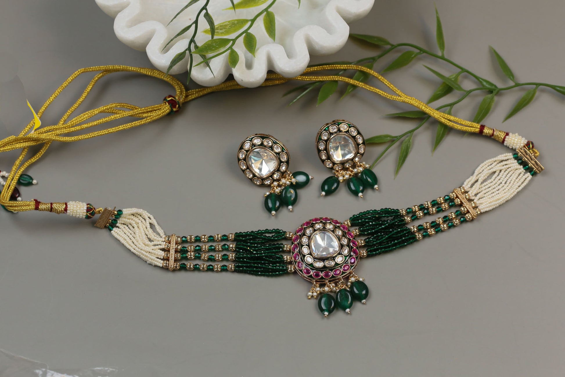 Uncut Kundan Choker Set - Green