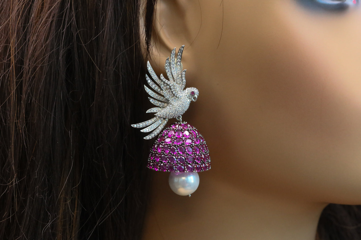 Priya Premium CZ Jhumka - Ruby