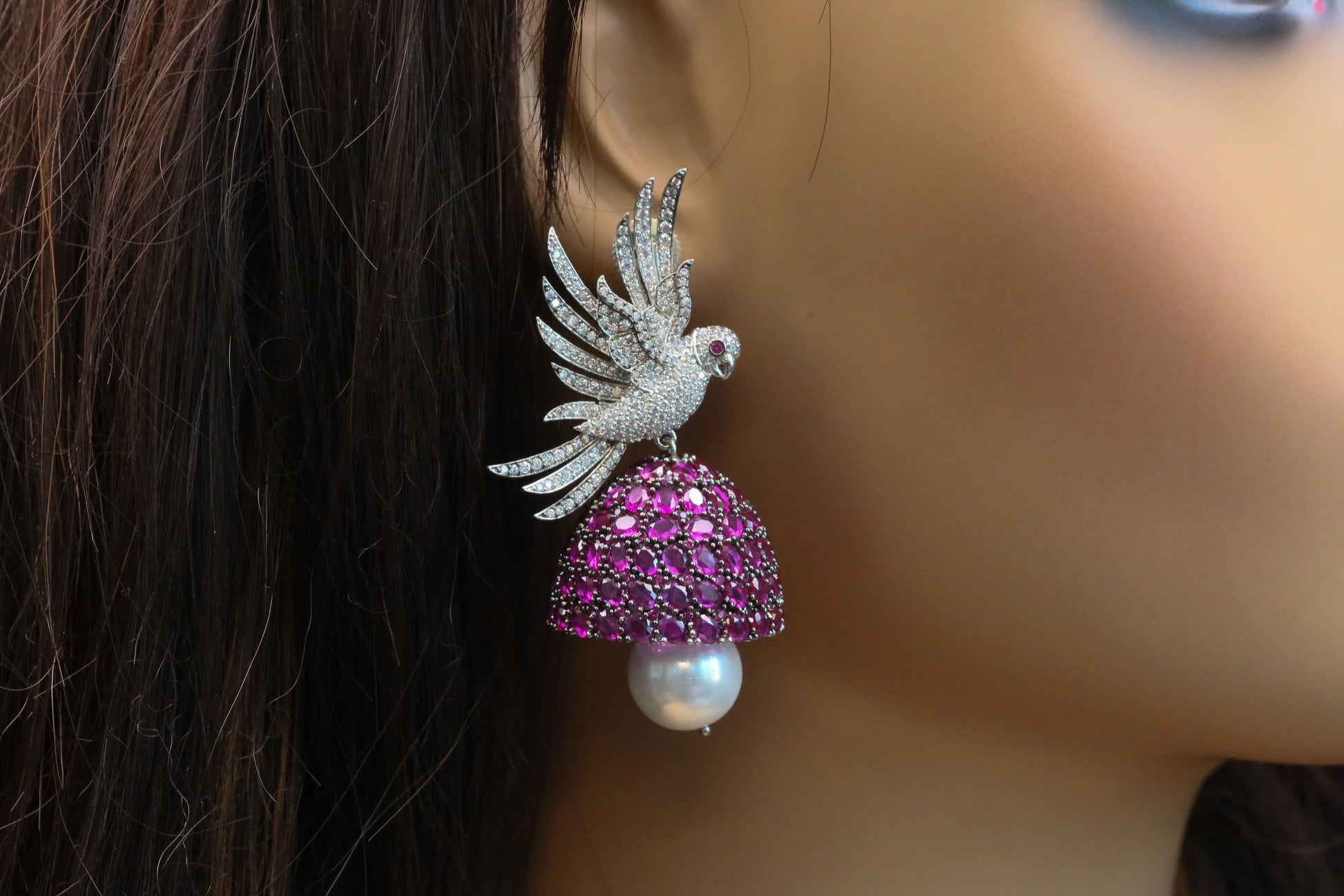 Priya Premium CZ Jhumka - Ruby