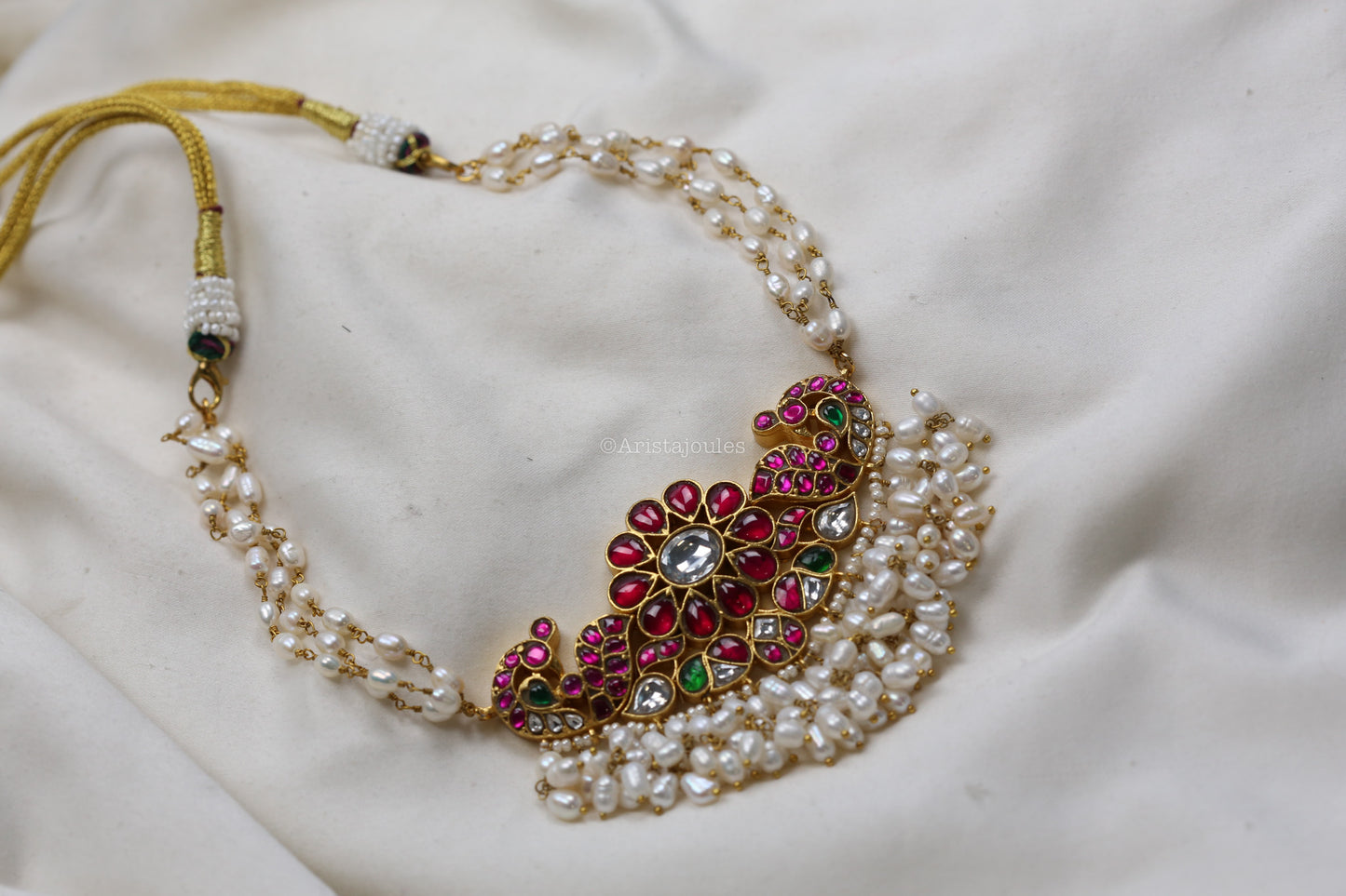 Kinjal Jadau Real Pearl Choker Necklace
