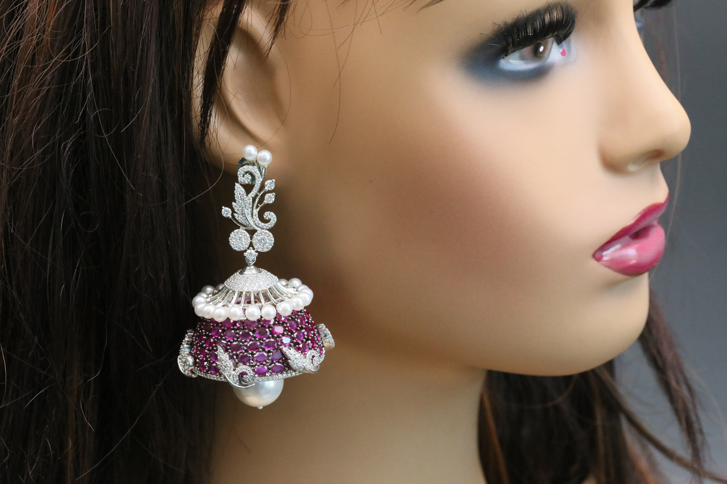Large Premium CZ Rotating Jhumka