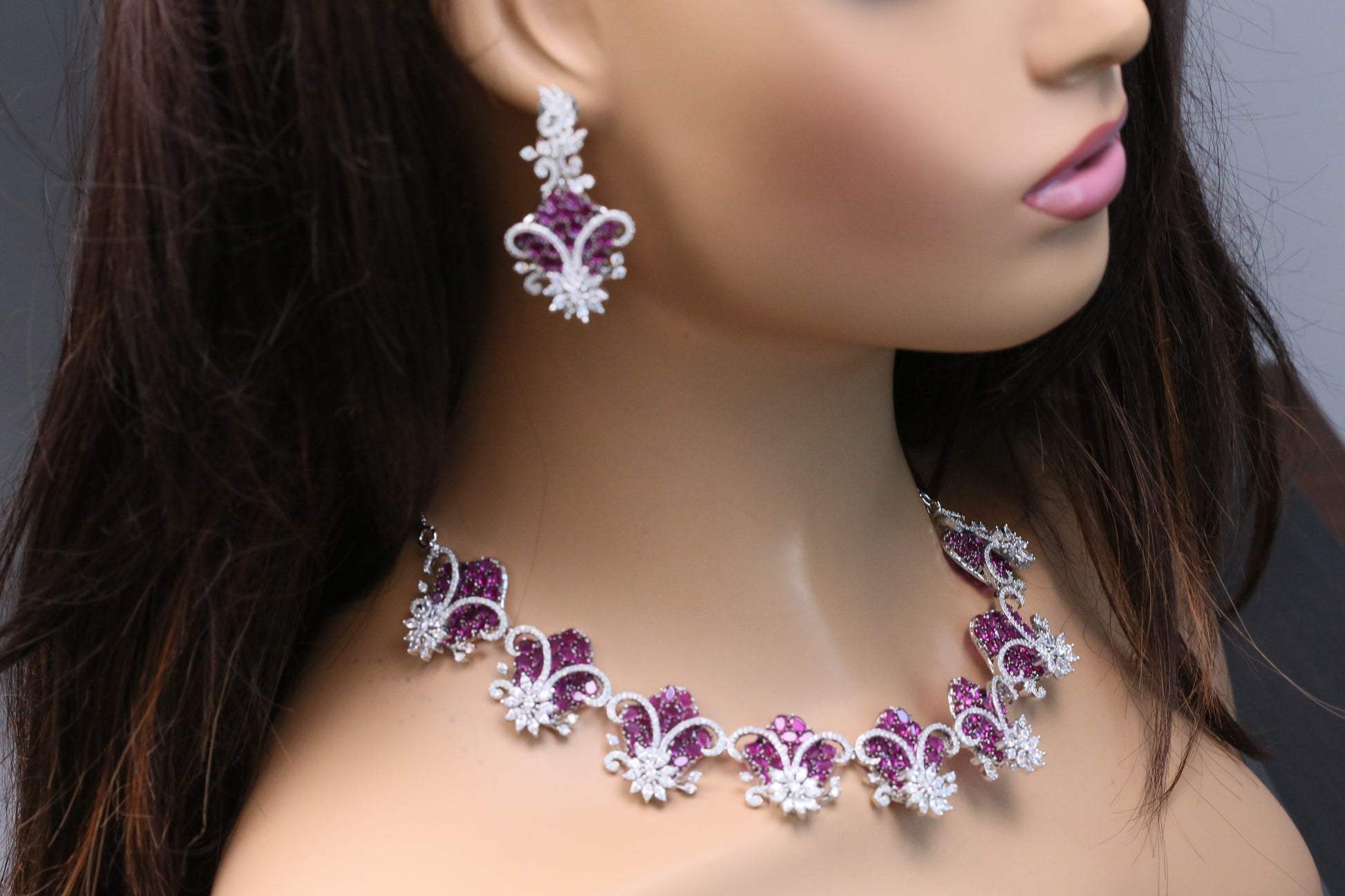 Premium Bella Micro CZ & Ruby Crystals Necklace Set