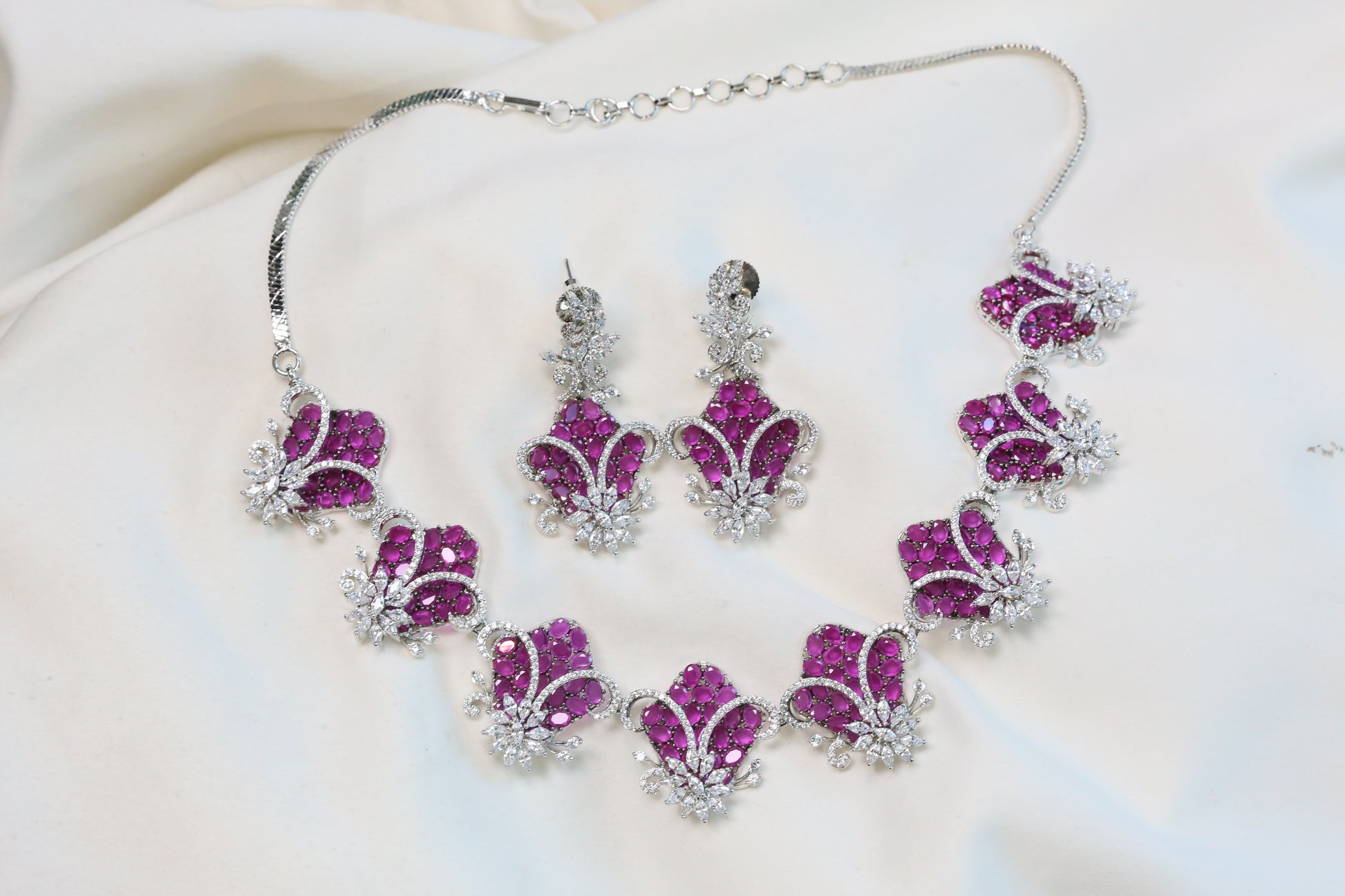 Premium Bella Micro CZ & Ruby Crystals Necklace Set
