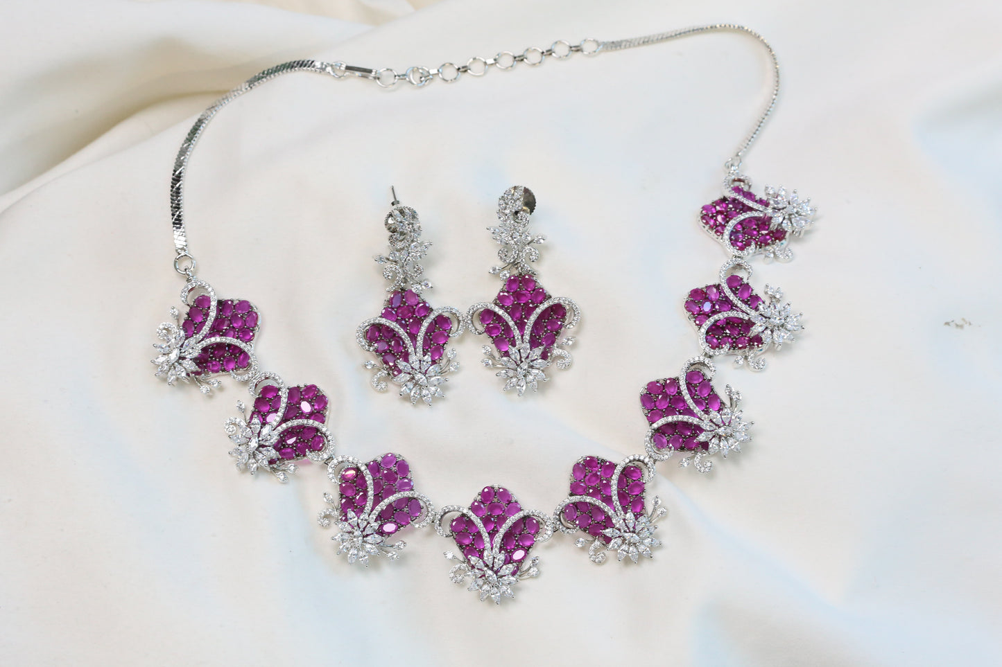 Premium Bella Micro CZ & Ruby Crystals Necklace Set