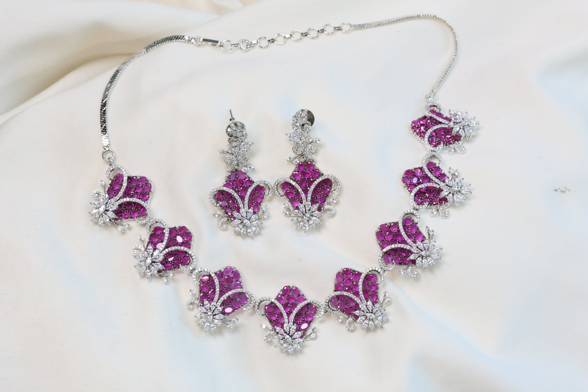 Premium Bella Micro CZ & Ruby Crystals Necklace Set
