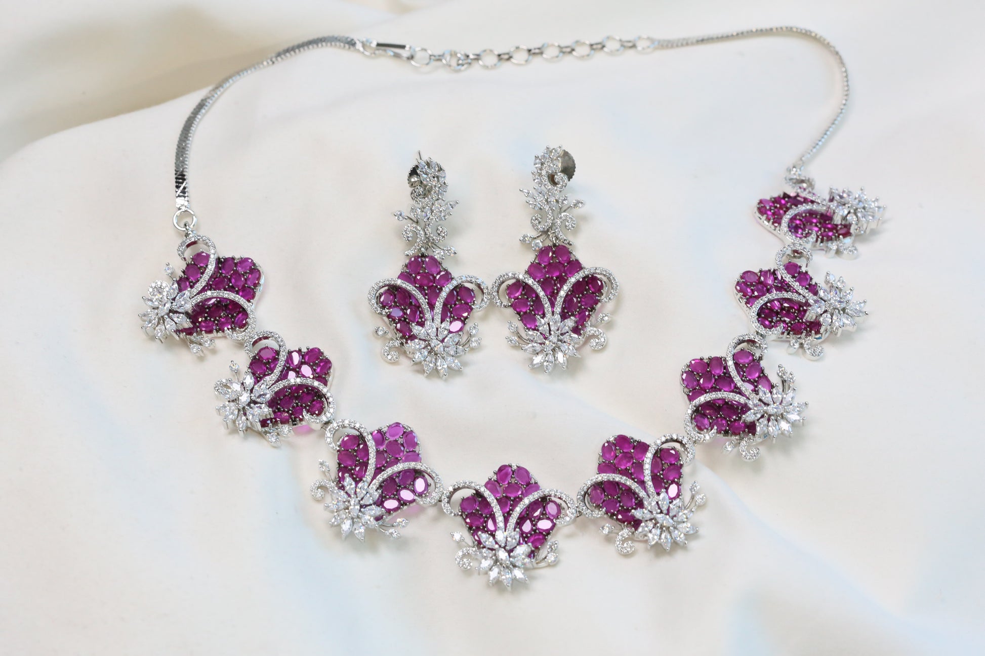 Premium Bella Micro CZ & Ruby Crystals Necklace Set