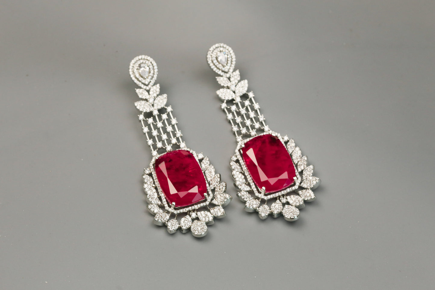 Premium CZ & Red Doublet Earrings