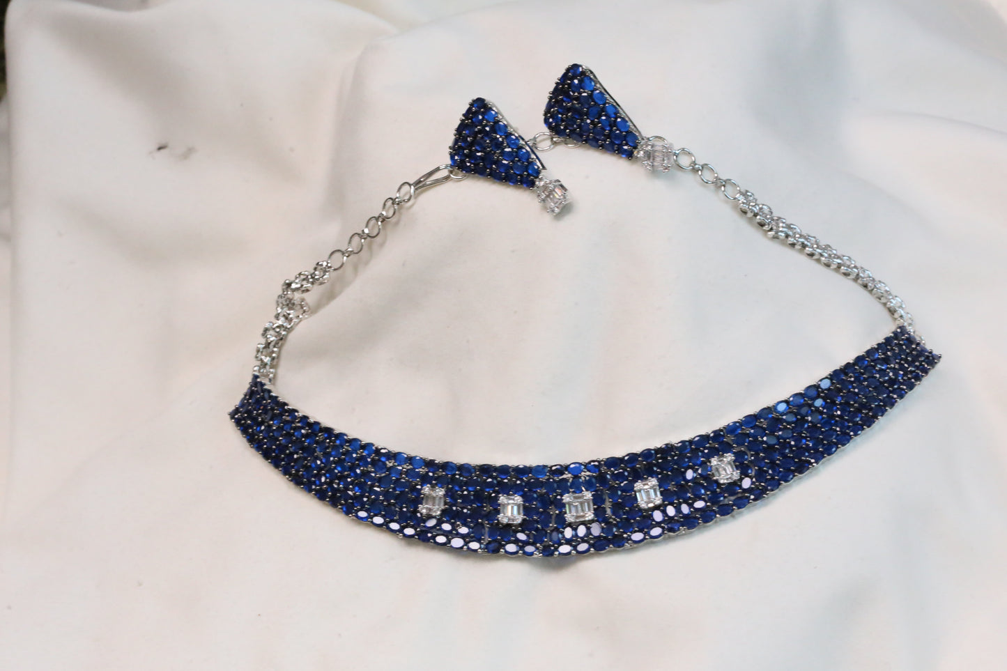 Premium Blue CZ Crystals Necklace Set