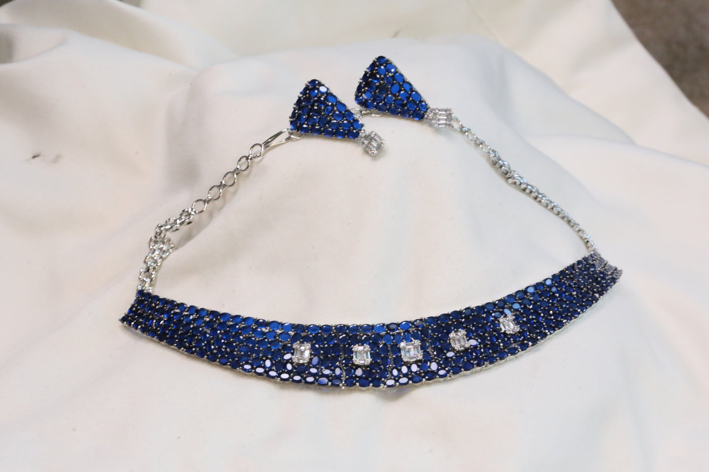 Premium Blue CZ Crystals Necklace Set
