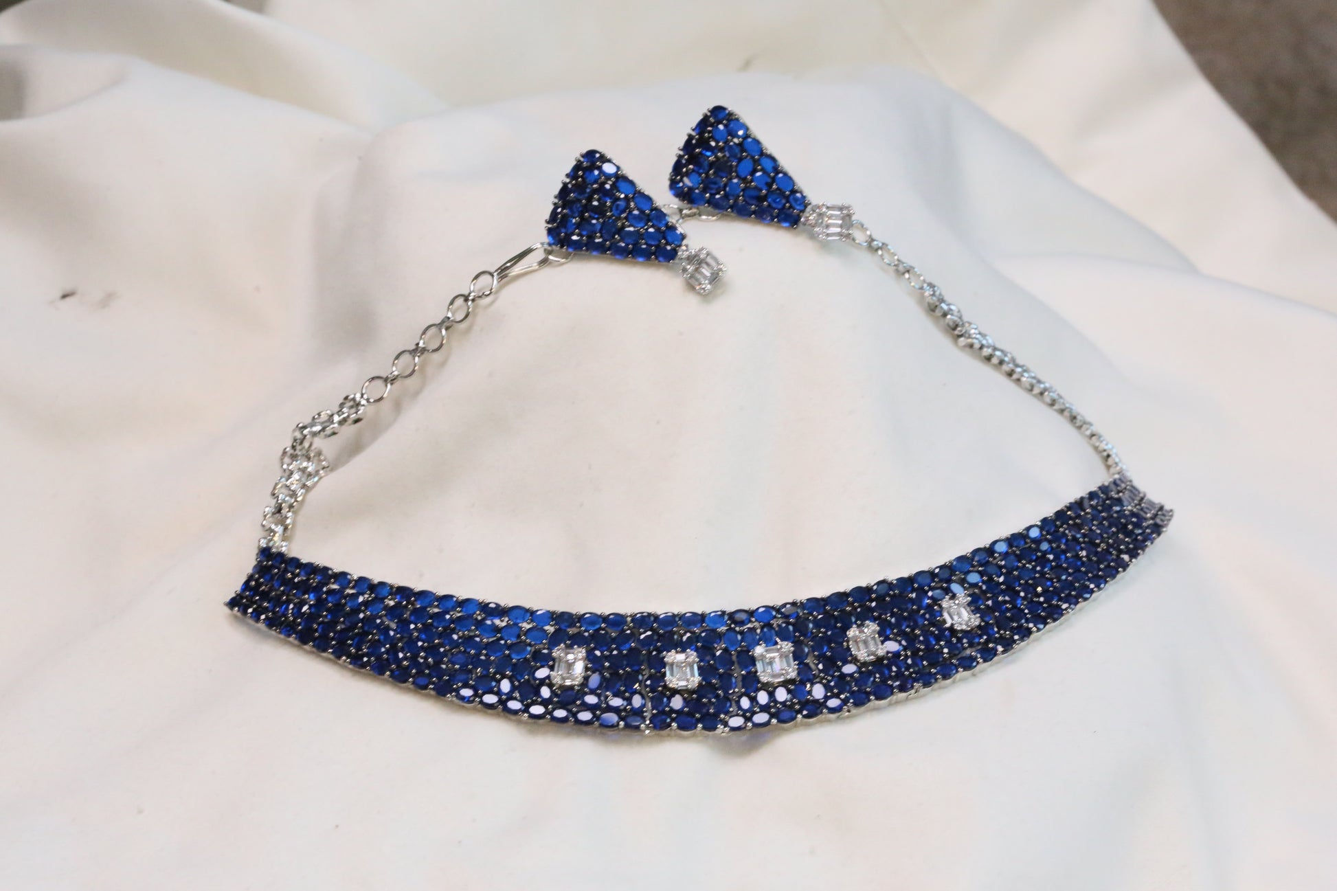 Premium Blue CZ Crystals Necklace Set
