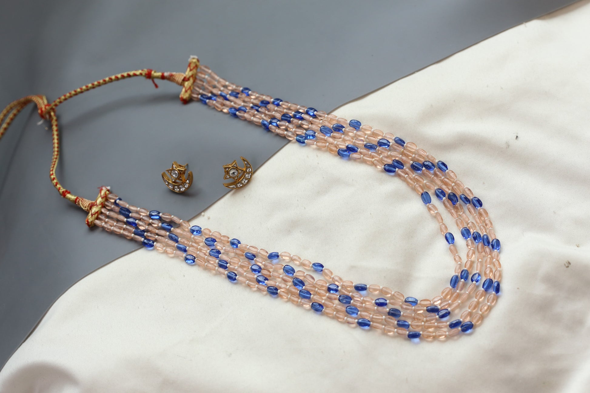 Rasa Semiprecious Mala Necklace - Peach Blue