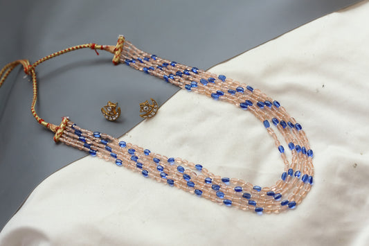 Rasa Semiprecious Mala Necklace - Peach Blue