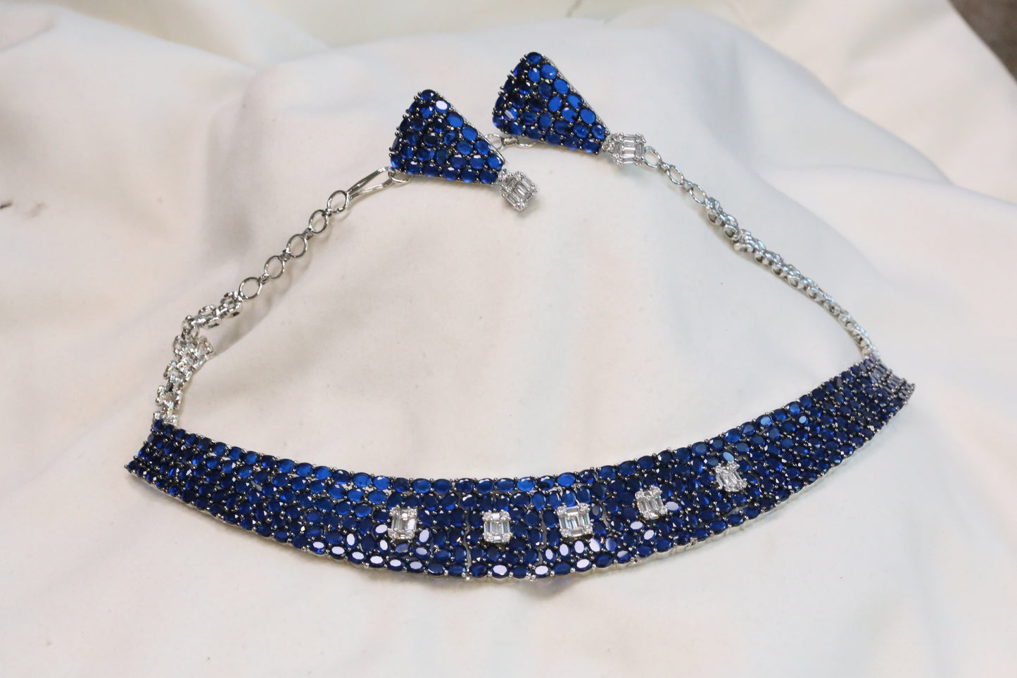 Premium Blue CZ Crystals Necklace Set