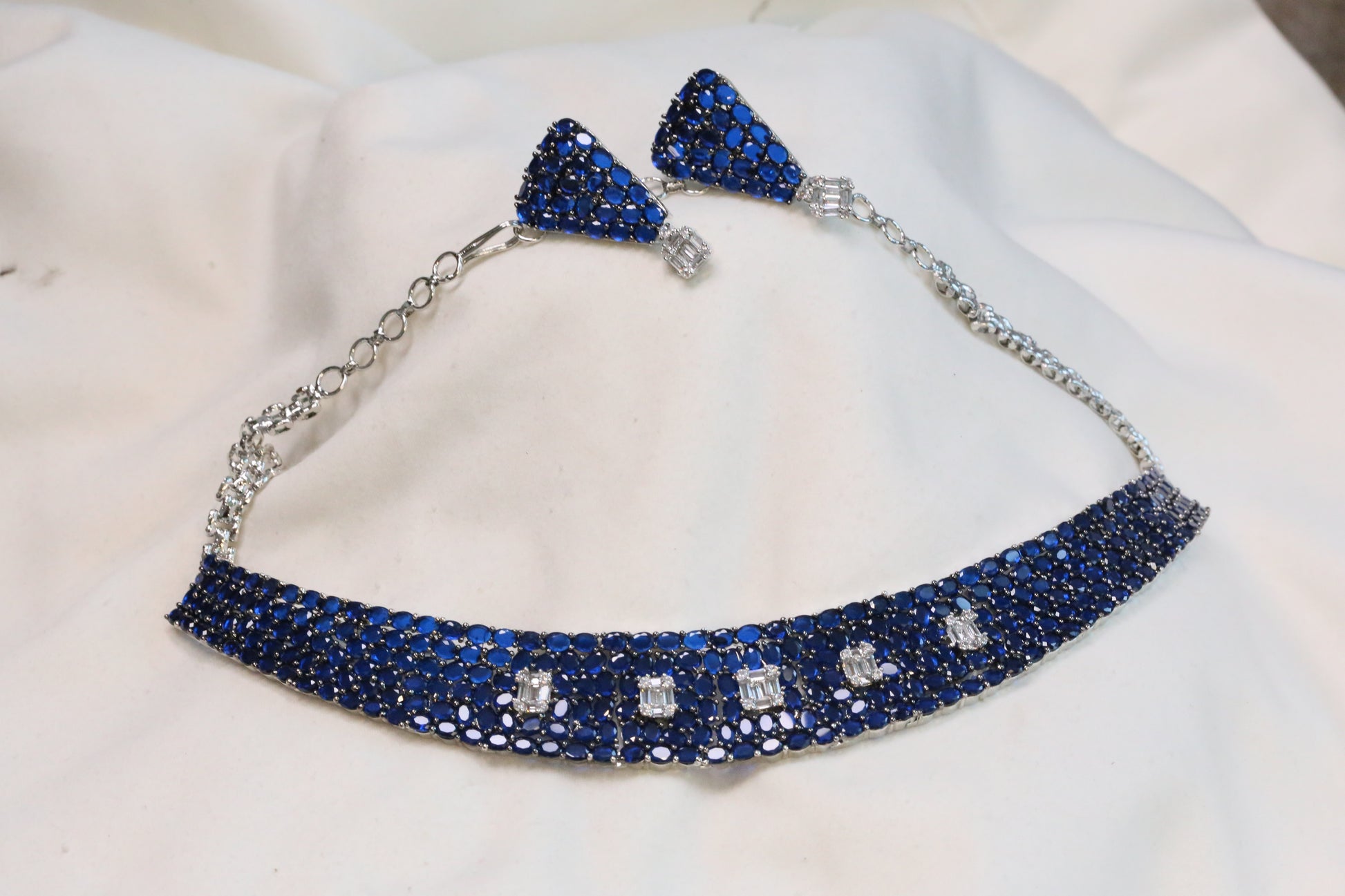 Premium Blue CZ Crystals Necklace Set