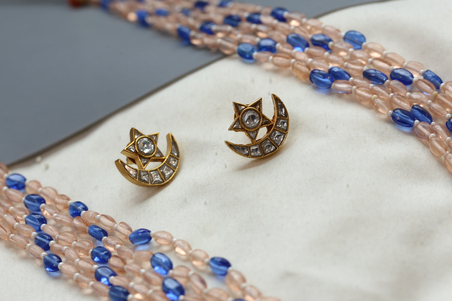 Rasa Semiprecious Mala Necklace - Peach Blue