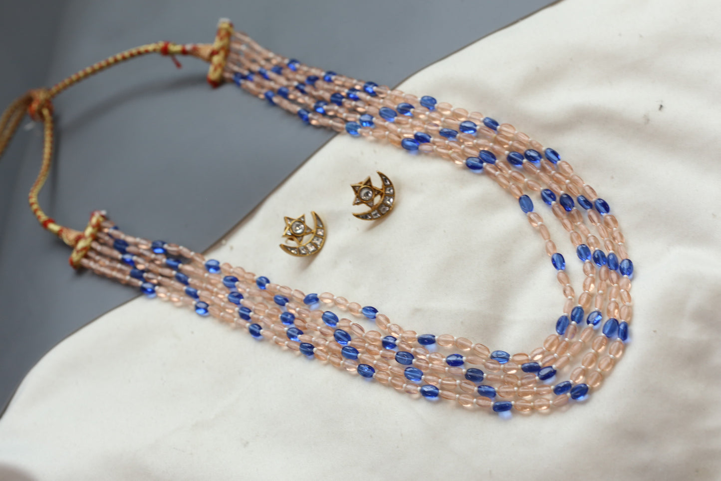 Rasa Semiprecious Mala Necklace - Peach Blue