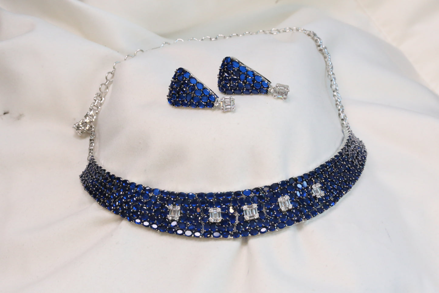Premium Blue CZ Crystals Necklace Set