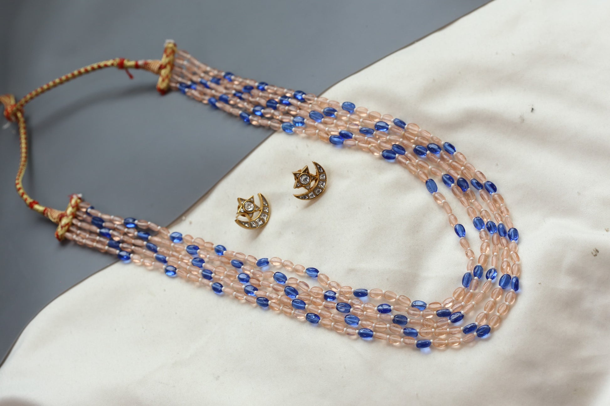 Rasa Semiprecious Mala Necklace - Peach Blue