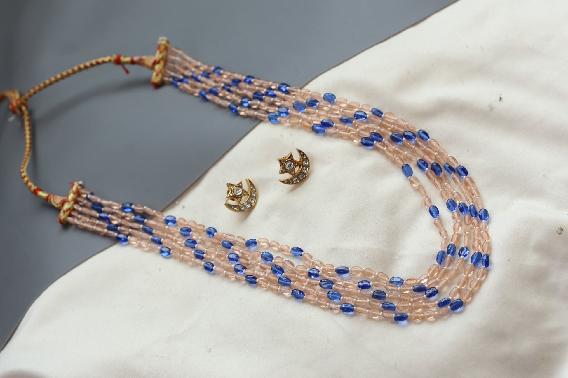 Rasa Semiprecious Mala Necklace - Peach Blue