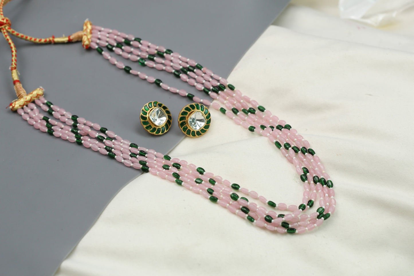 Rasa Semiprecious Mala Necklace - Pink Green