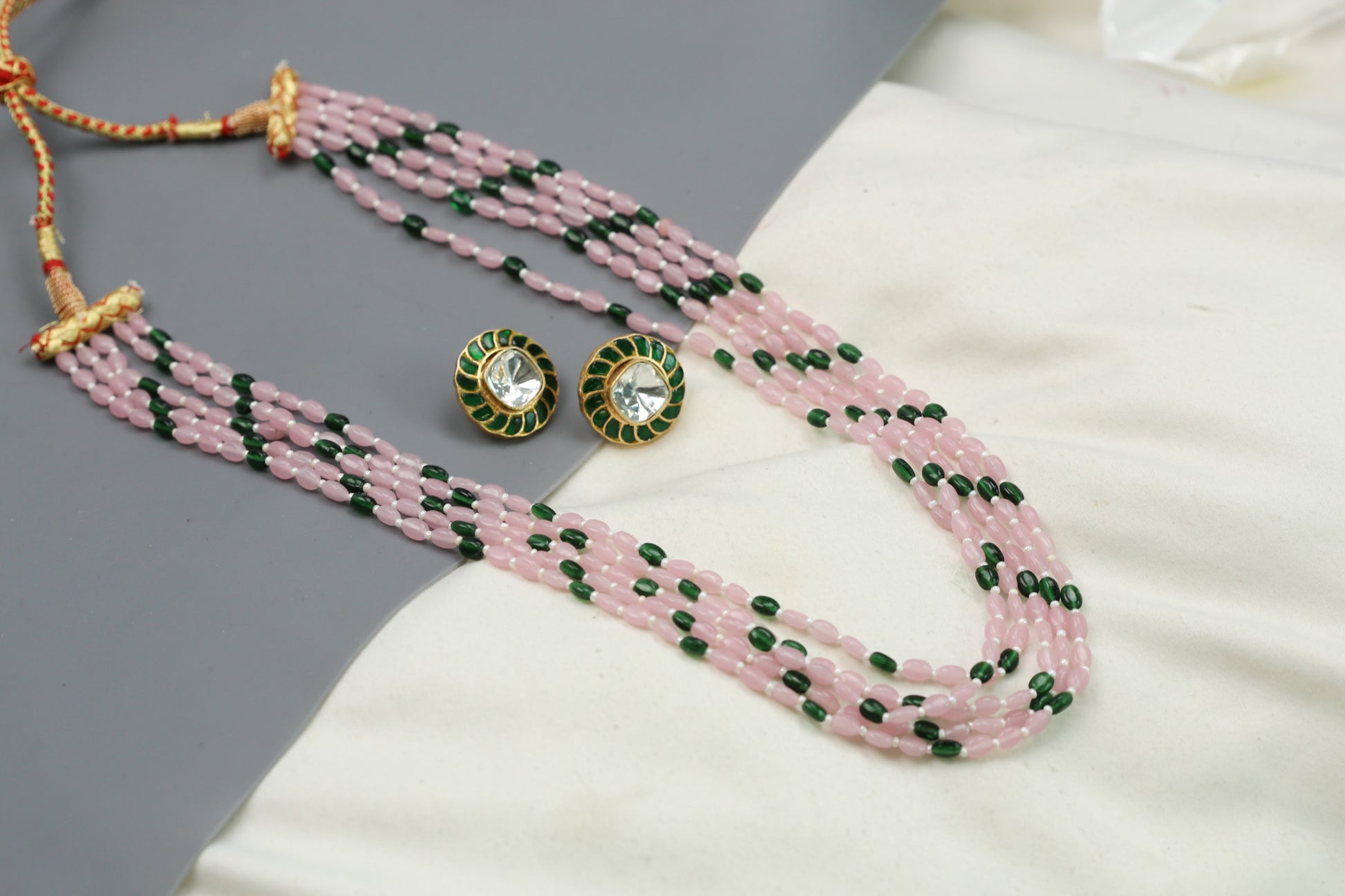 Rasa Semiprecious Mala Necklace - Pink Green