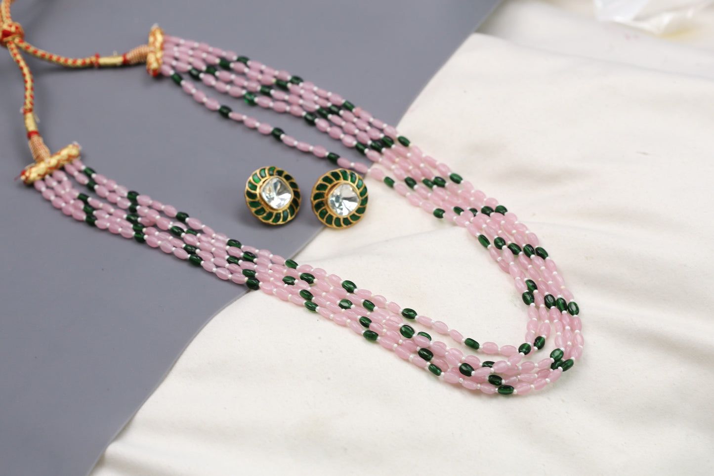 Rasa Semiprecious Mala Necklace - Pink Green