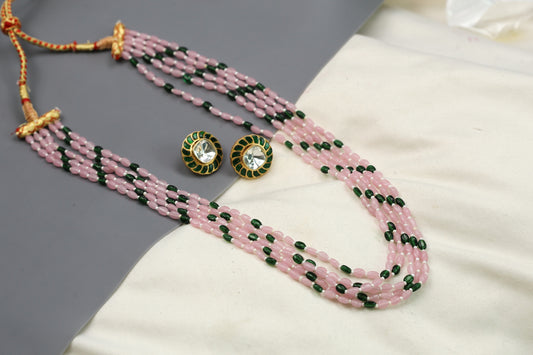 Rasa Semiprecious Mala Necklace - Pink Green