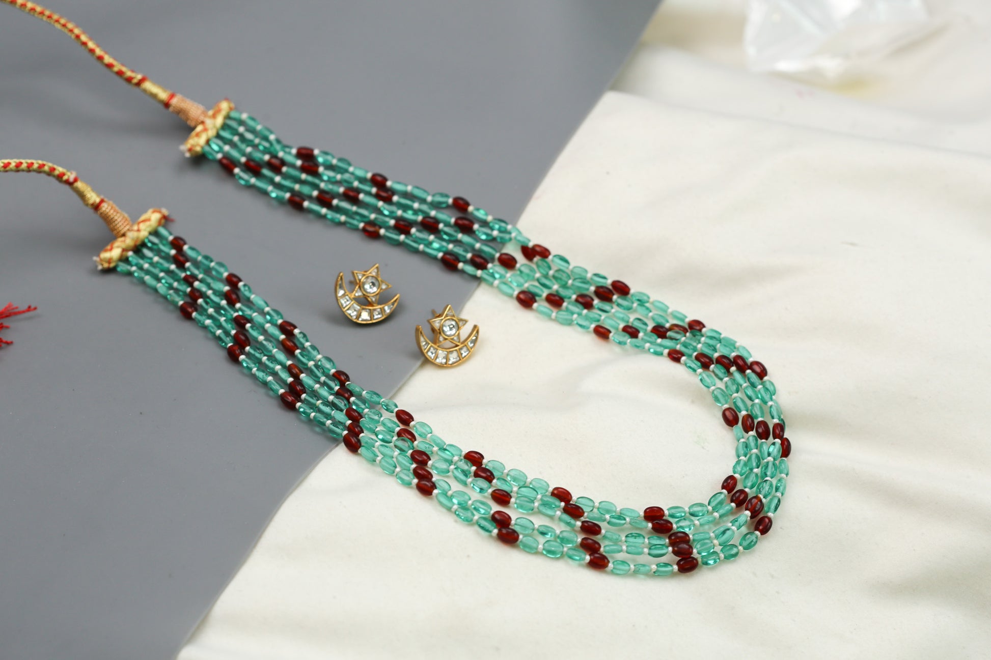 Rasa Semiprecious Mala Necklace - Red Mint