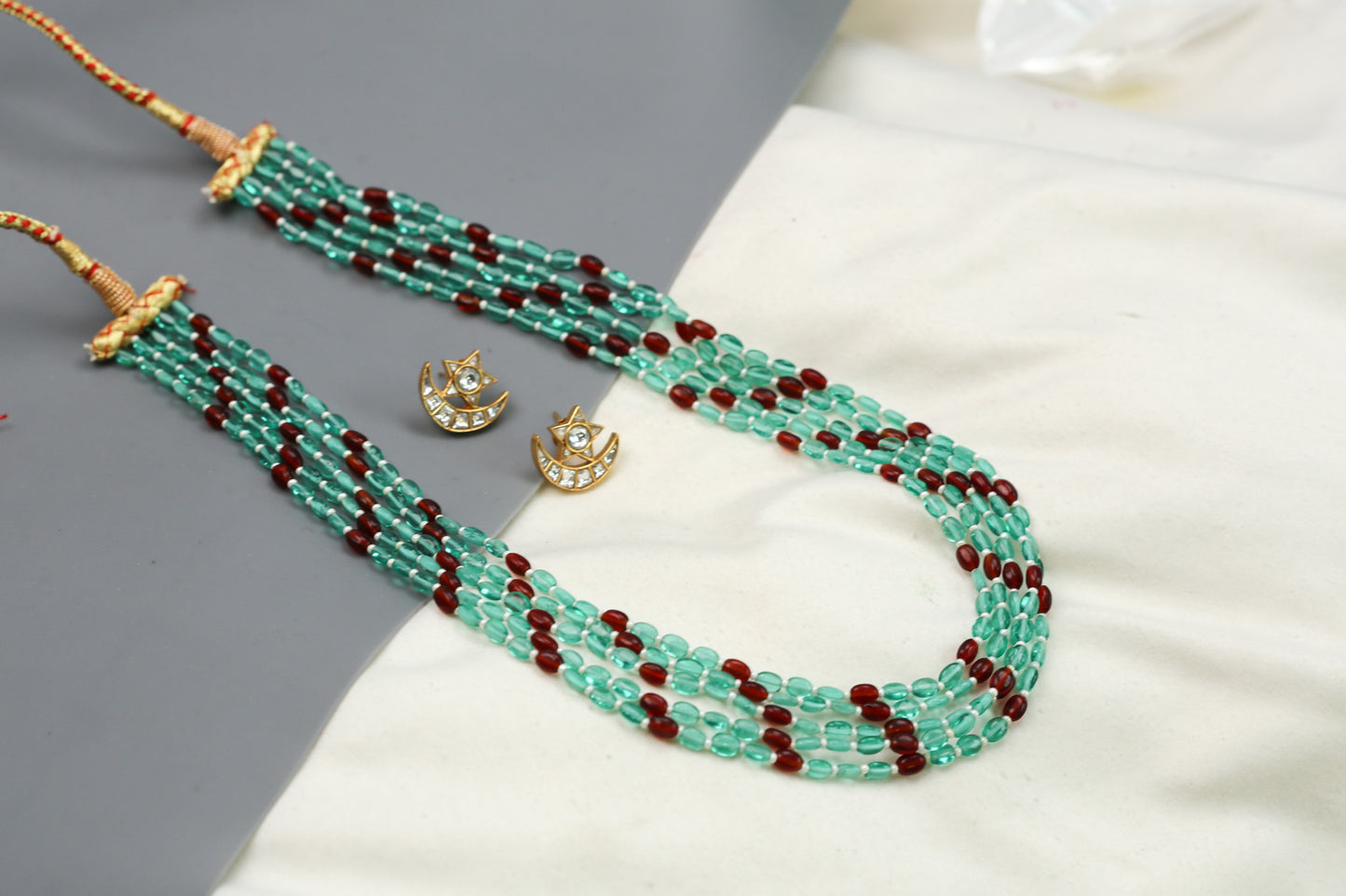 Rasa Semiprecious Mala Necklace - Red Mint