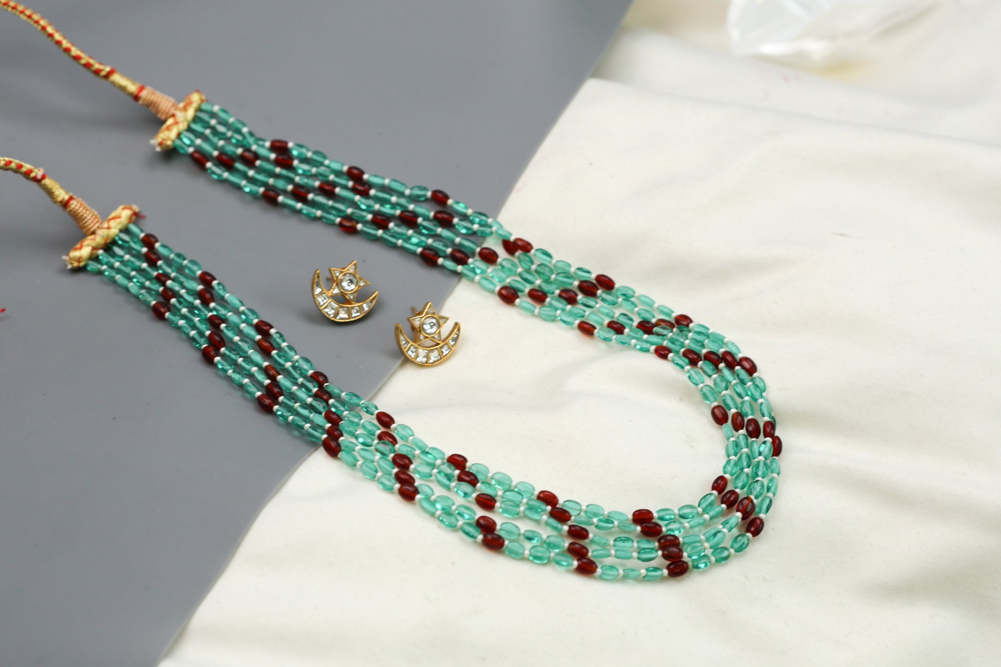 Rasa Semiprecious Mala Necklace - Red Mint