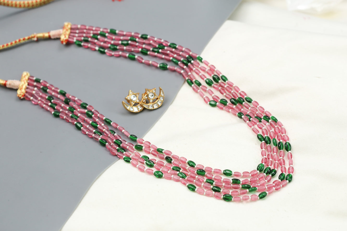 Rasa Semiprecious Mala Necklace - Onion Pink Green