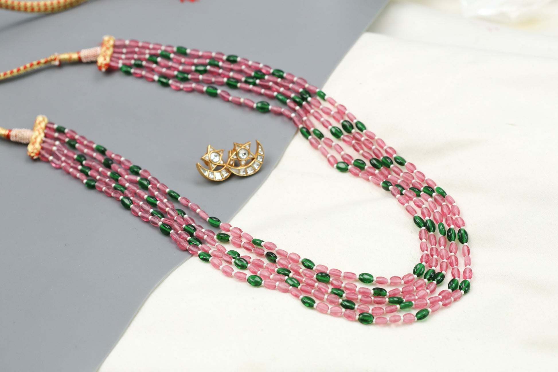 Rasa Semiprecious Mala Necklace - Onion Pink Green