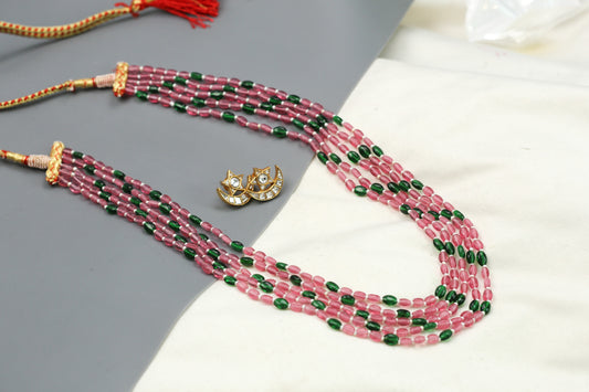 Rasa Semiprecious Mala Necklace - Onion Pink Green