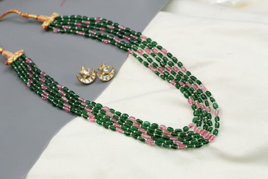 Rasa Semiprecious Mala Necklace - Green Pink