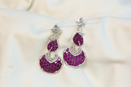 Contemporary Pave CZ & Crystal Earrings - Ruby