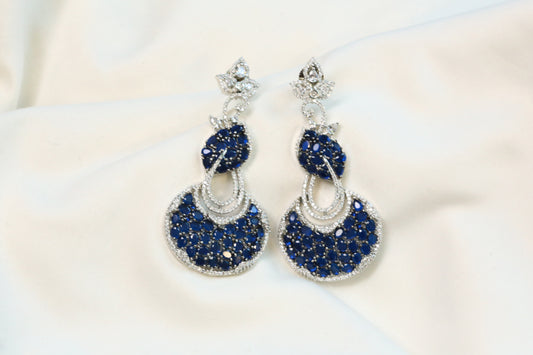 Contemporary Pave CZ & Crystal Earrings - Blue