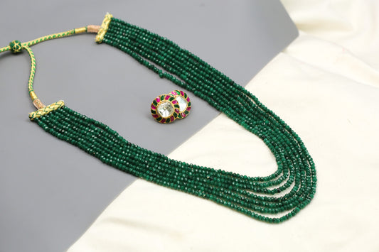 Jade 7 Strands Semiprecious Mala Necklace - Green