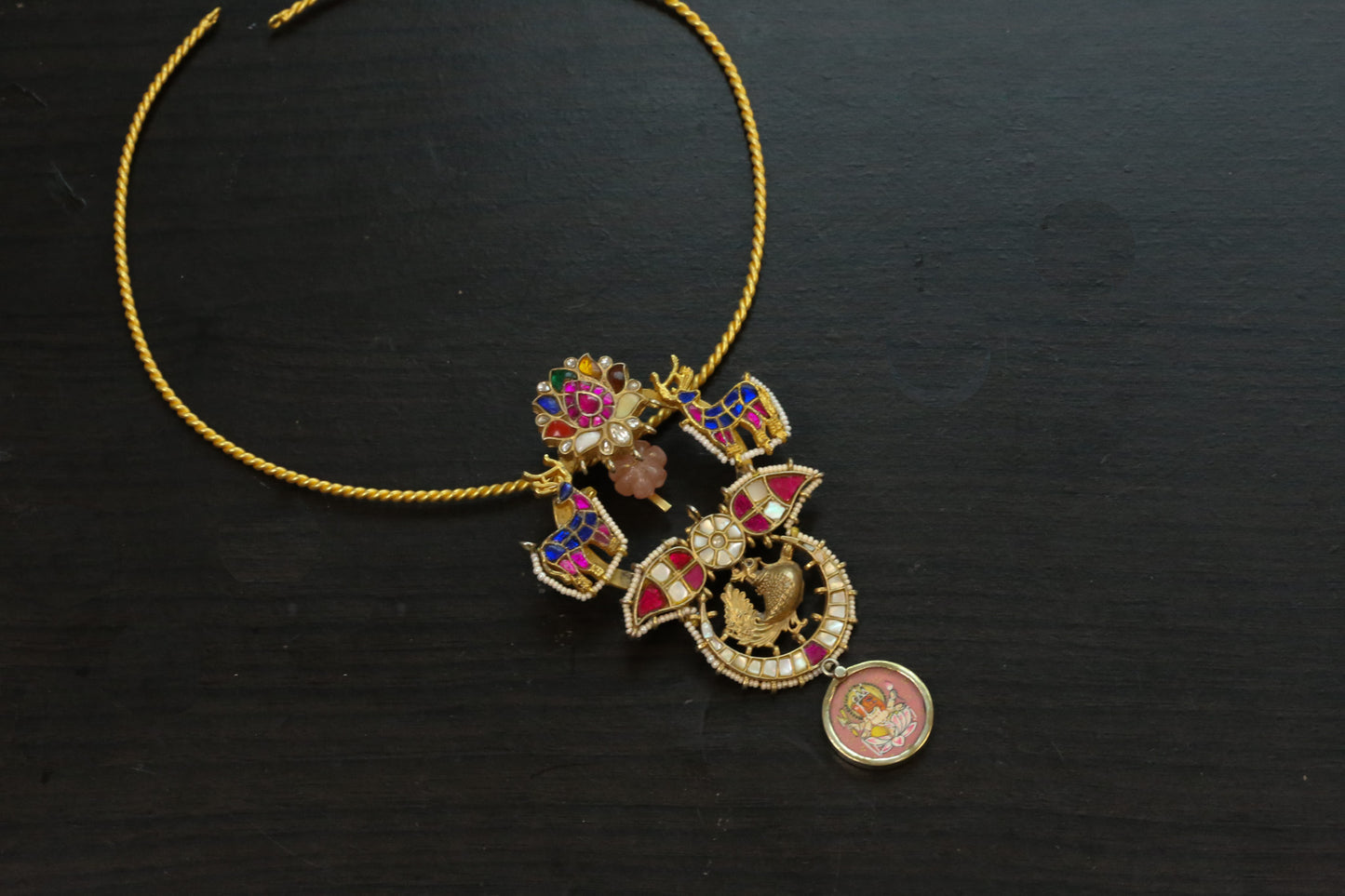 Jadau Kundan Fusion Pendant Hasli Necklace