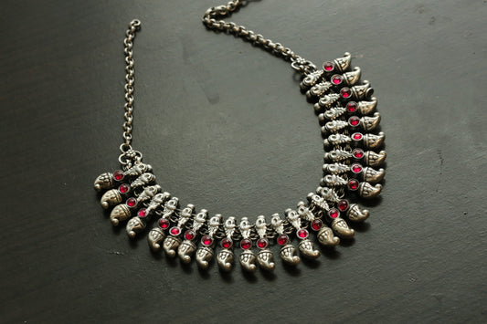 Yashodha Silver Look Necklace - Style 1